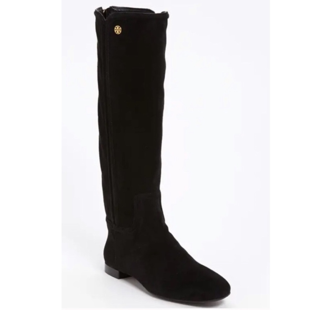 Tory Burch Black Suede Irene Riding Boots